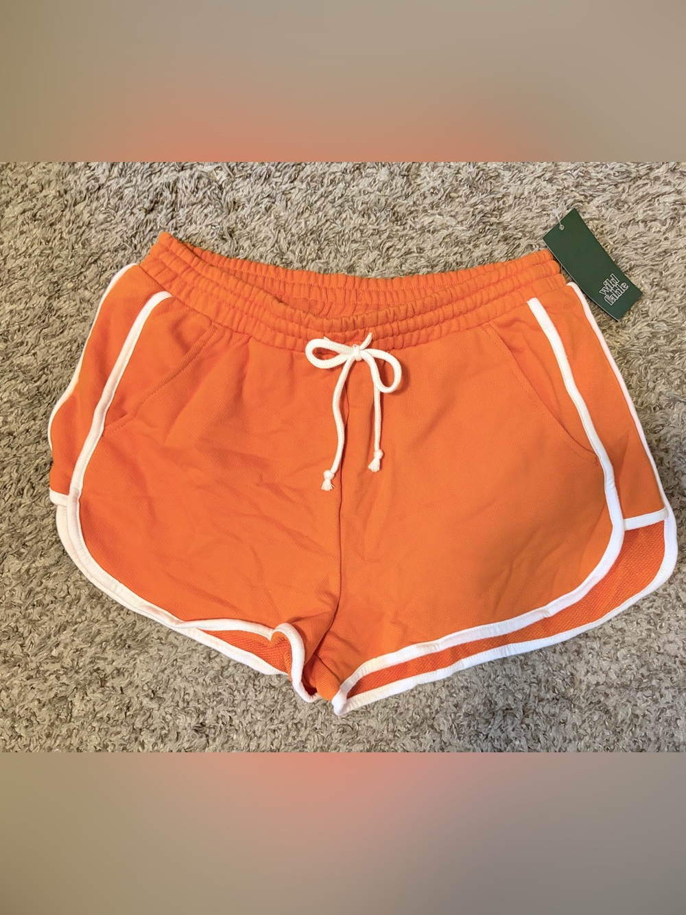 Wild Fable Orange Athletic Drawstring Shorts with White Trim
